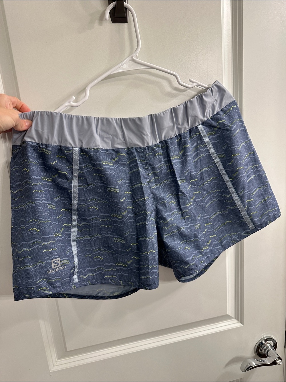 Salomon Women’s Blue Athletic Shorts with Light Gray Waistband - XL